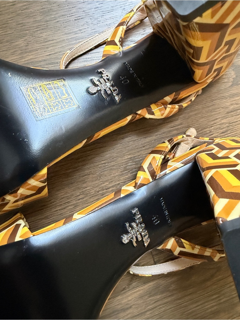 Prada Optical Print Patent Leather Sandals - Picture 5 of 9